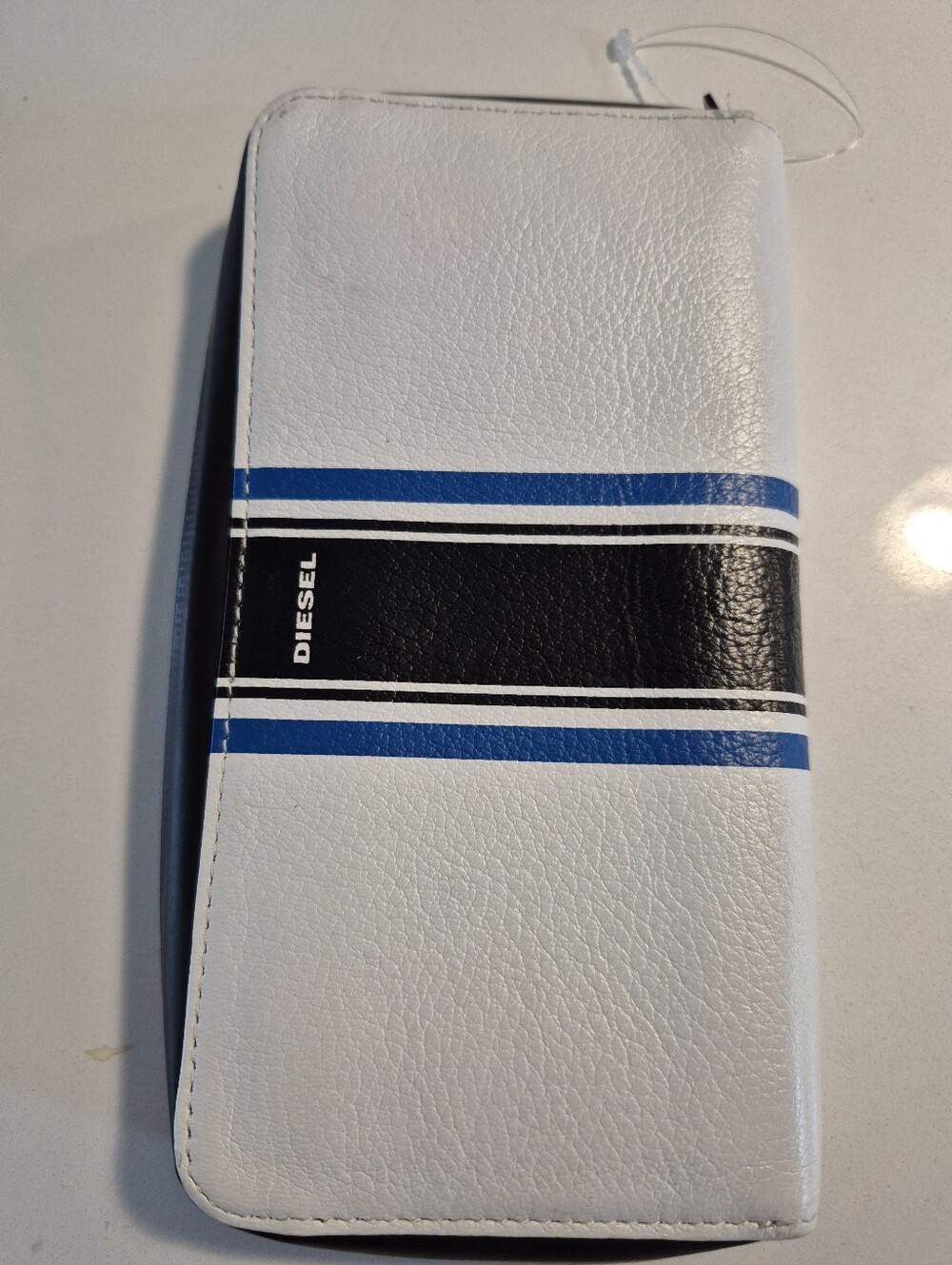 Diesel White Wallet with Blue and Black Stripe